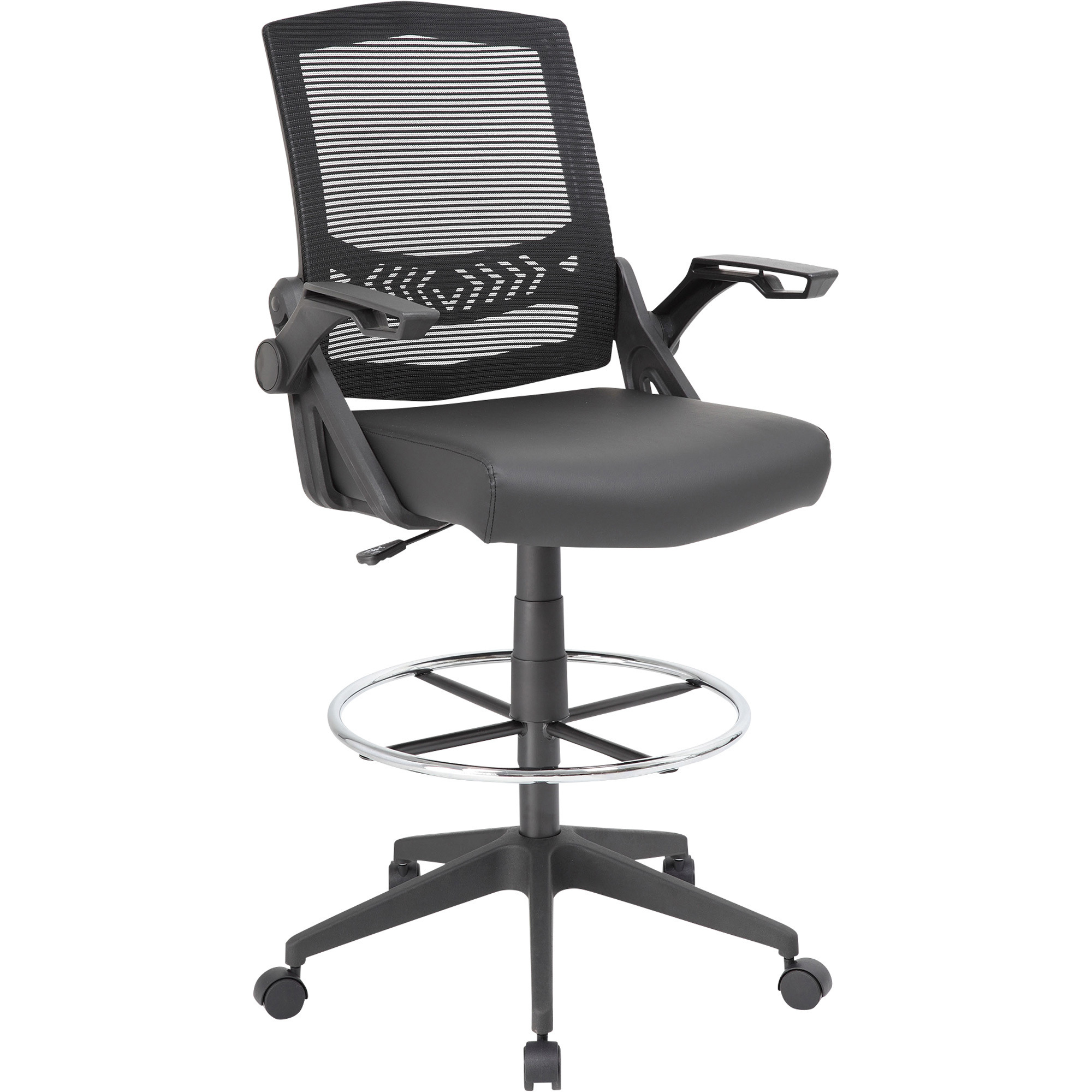Boss Height-Adjustable Mesh Drafting Stool, Black, 23 1/2in.W x 25 1/2in.D x 44 1/2-47 1/2in.H, Model# B16223-BK